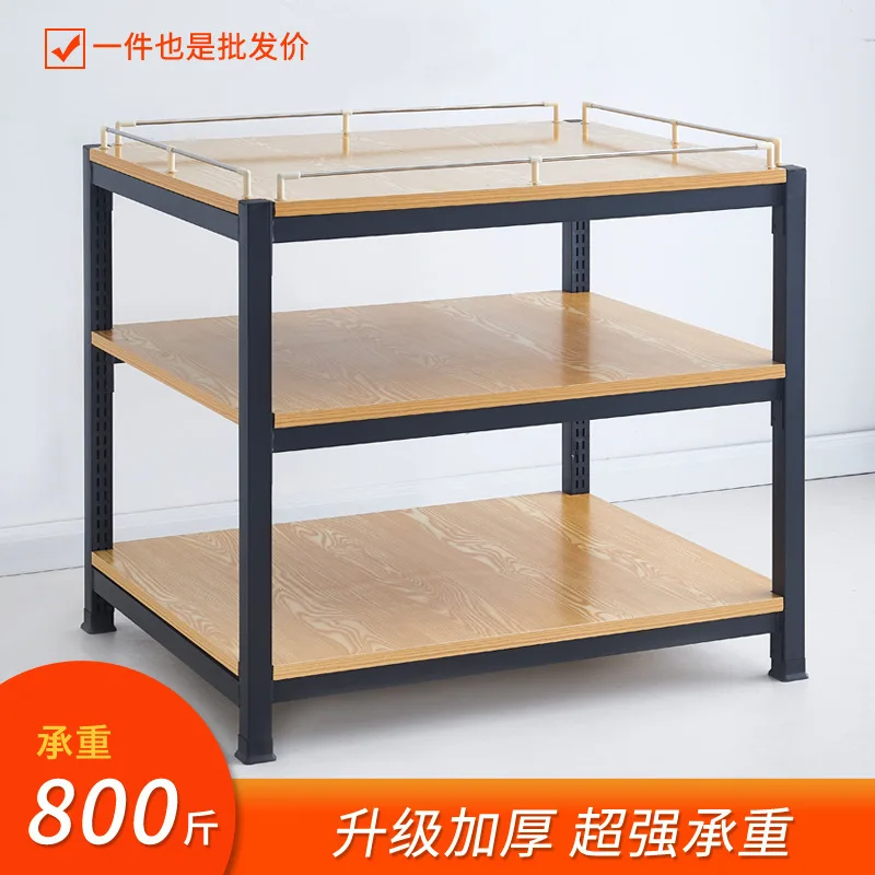 

Customized. Supermarket Milk Pile Shelf Shopping Mall Promotion Table Display Rack Thickened Box Washed Steel and Wood Stor