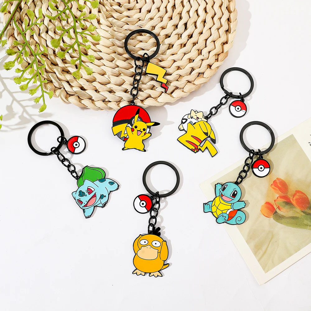 Kawaii Pokemon Keychain for Boys and Girls, Pikachu, Bulbasa