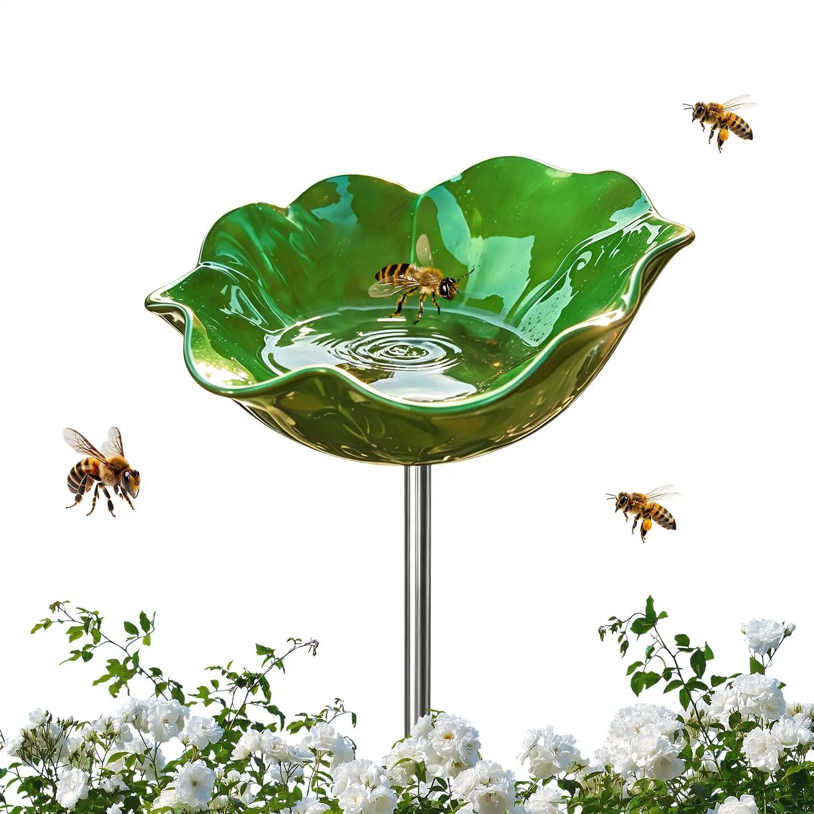 

Металлическая кормушка-купалка для пчел, устойчивая к погодным условиям, для сада, разноцветная, в форме цветка, для питья птиц, колибри, для улицы, двора