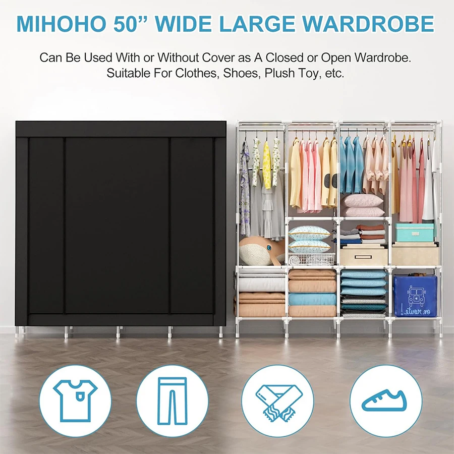 A 170 * 170 Houses Portable Wardrobe, Household Storage Fabric, Suitable for Bedrooms, Children's Rooms, Etc.