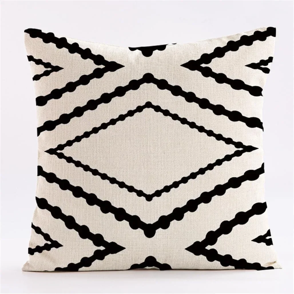 Chic Black And White Geometric Pillowcases Living Room Sofa Cushion Cover Soft And Comfortable Bedroom Room Decoration