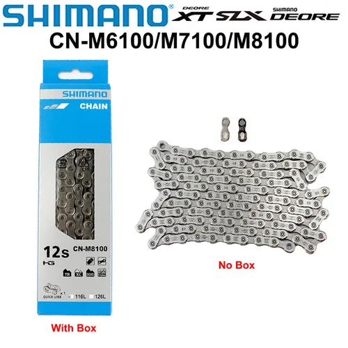 SHIMANO DEORE CN M6100 XT M8100 SLX M7100 DEORE M6100 cadena 12s MTB cadena de bicicleta 116L 124L 126L 118/126 eslabones con enlace rápido