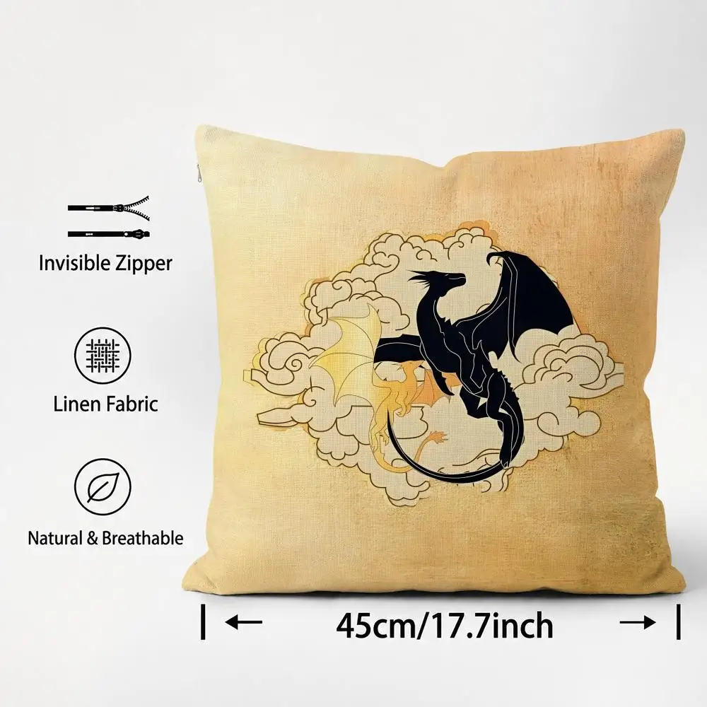 Book Fourth Wing Cushion Cover Cushion Covers Natural Linen Breathable Sofa Bedroom Decor Pillowcase