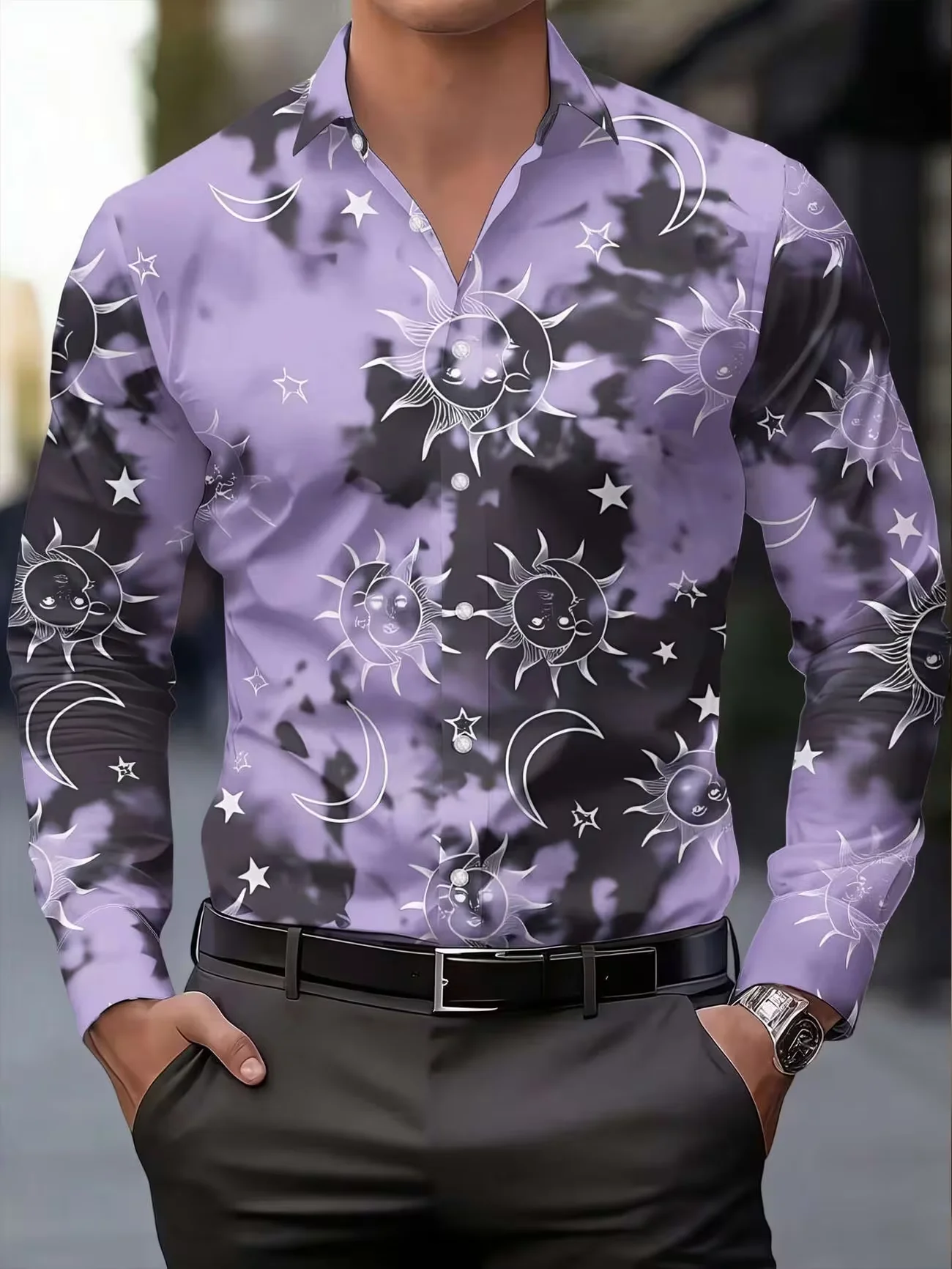

New black and white retro plaid printed men's long sleeved shirt, business style slim fit casual shirt clothing
