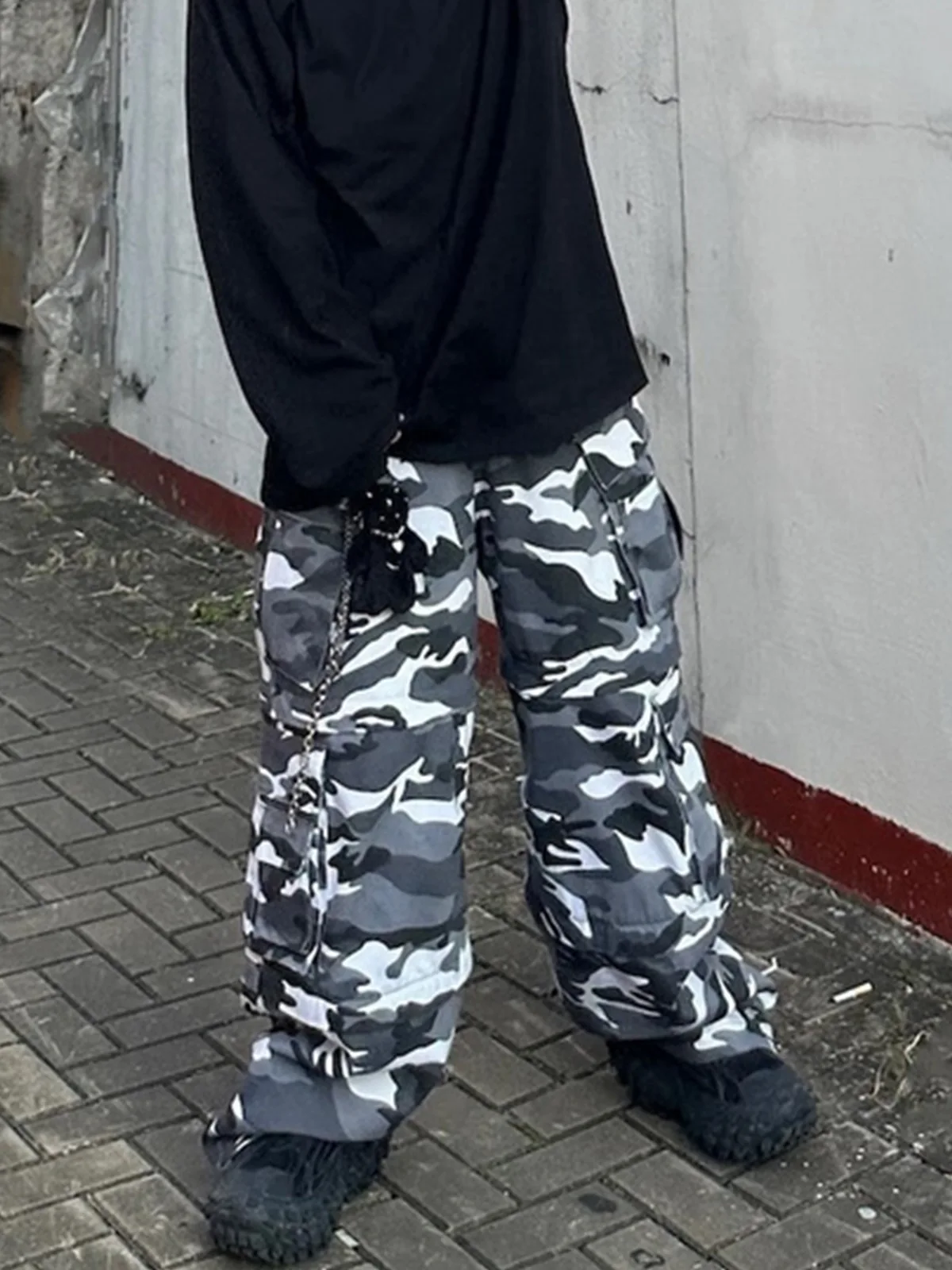 MIJKO سروال كارجو مموه متعدد الجيوب للرجال والنساء # 8509