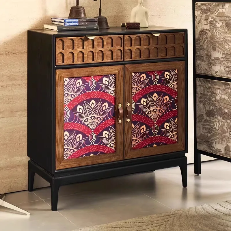 

Retro solid wood dining side cabinet French entrance locker living room small apartment storage cabinet household antique