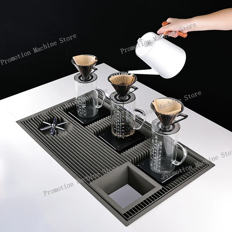 

Stainless Steel Hand Flushing Table Embedded in Filter Sink Coffee Utensils Tea Table Drain Table Cup Flusher Stainless Steel