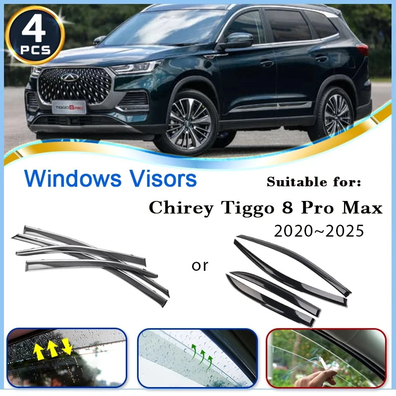 Window Visors For Fownix Chery Chirey Tiggo 8 Pro Max 2020~2025 Waterproof Rain Guard Deflector Windshields Car Accessories 2023