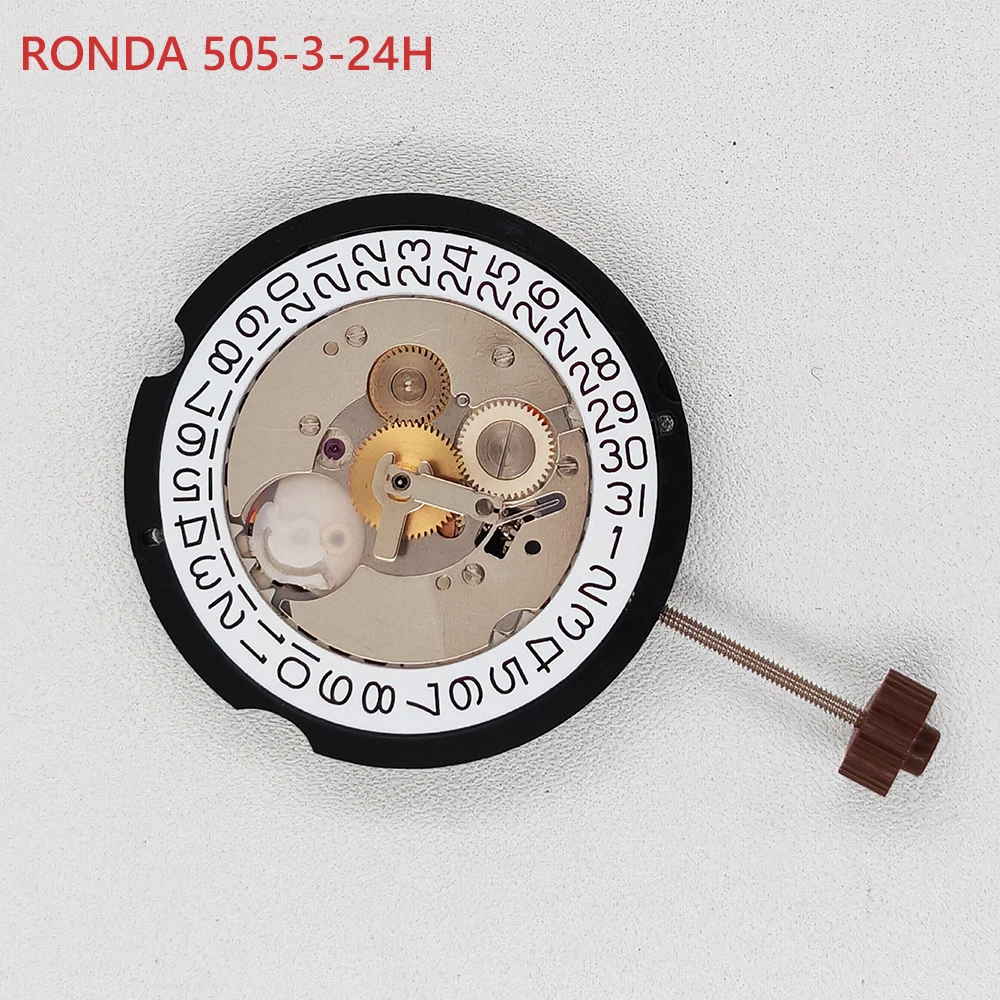 Ronda Original 505-3 24H Movimiento de reloj de cuarzo Calibre 505 Mecanismo de cuarzo de 3 manecillas con batería 505-3-24H