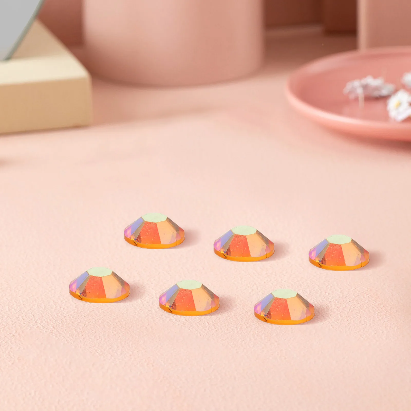 6 sztuk płaskich kryształków żywicznych 5mm pomarańczowe AB Jelly okrągłe kryształki do zdobienia paznokci, rękodzieła, ubrań, butów, dekoracji DIY