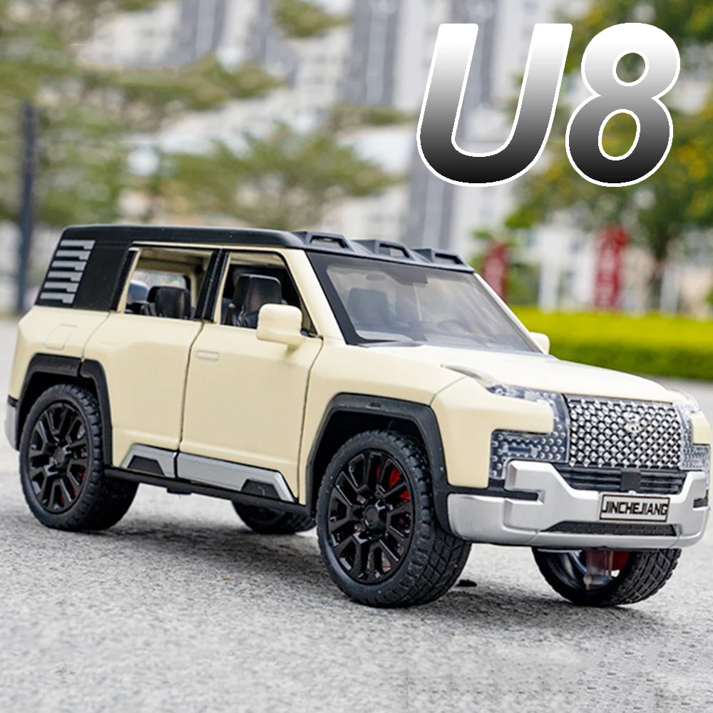 1:32 BYD Op zoek naar U8 Model Speelgoedauto's Legering Diecast Rubicon Terreinwagens Geluid Licht Deuren Geopend Trek Jongens Geschenken
