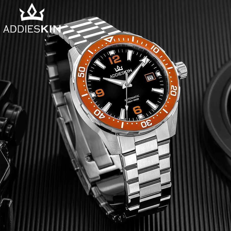 

ADDIESKIN Luxury Automatic Mechanical Watch for Men Miyota 9015 Sapphire 200M Diver Watch Stainless Steel Waterproof Mens Watch