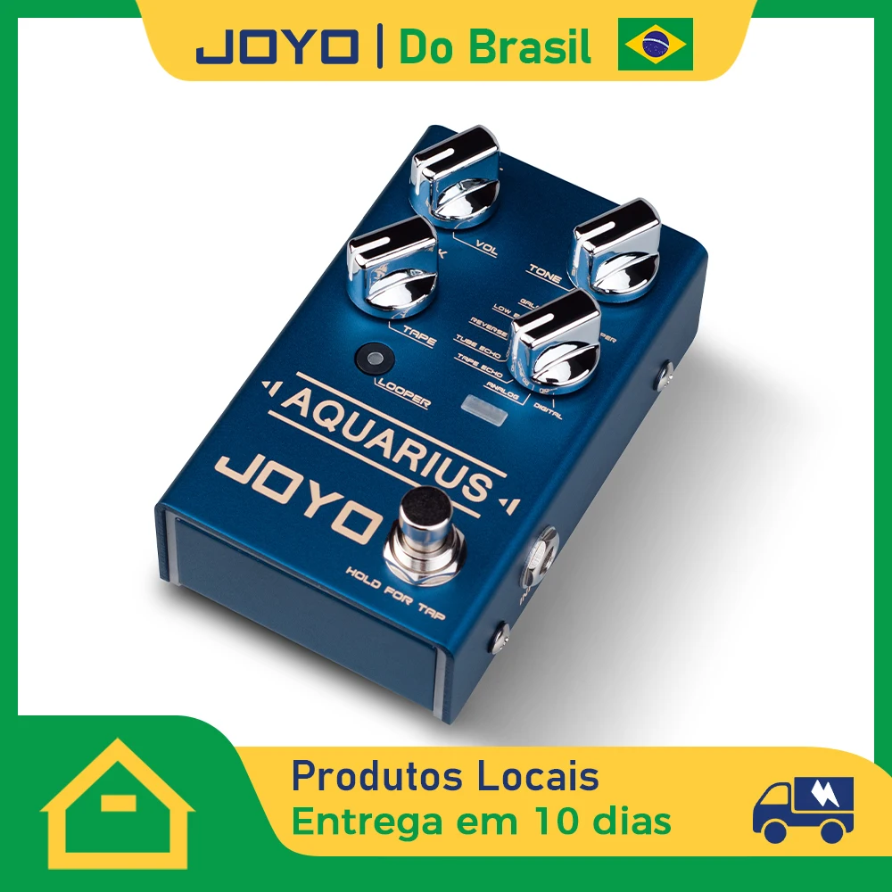 دواسة تأخير JOYO R-07 AQUARIUS متعددة الأوضاع 8 تأثيرات تأخير رقمية مدمجة في الصنبور TEMPO مع دواسة جيتار وتسجيل 5 دقائق وبير