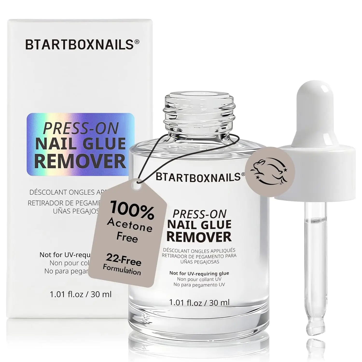 

Acetone-Free Press On Nail Glue Remover - Gentle, Odorless, Quick Serum for Fake Nails, 30ml