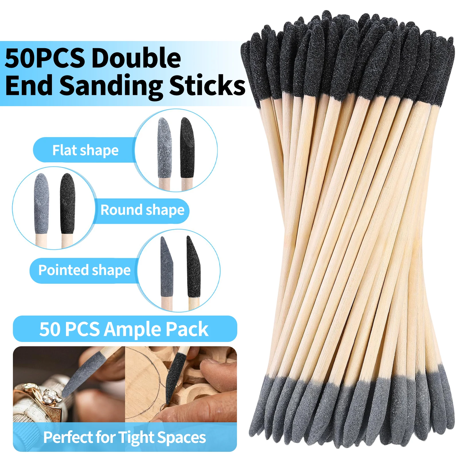 50-個ダブルエンドサンディングスティック-120-280-グリットサンディングツイッグガンプラモデル用木材金属小面積穴サンディング研磨ツール
