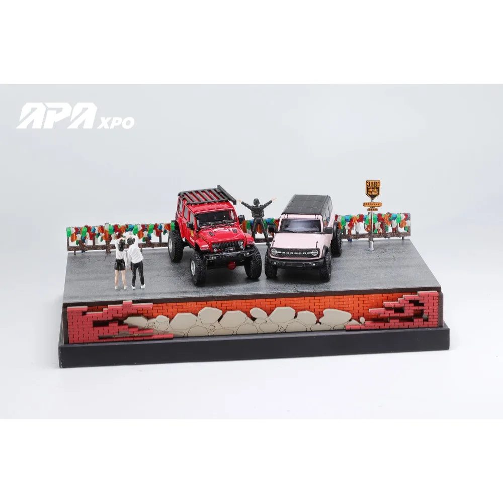 Gcd 1/64 escala liga carro 318 viagem de estrada comboio off-road e figura de ação drive off-road wagon premium diecast modelo carro