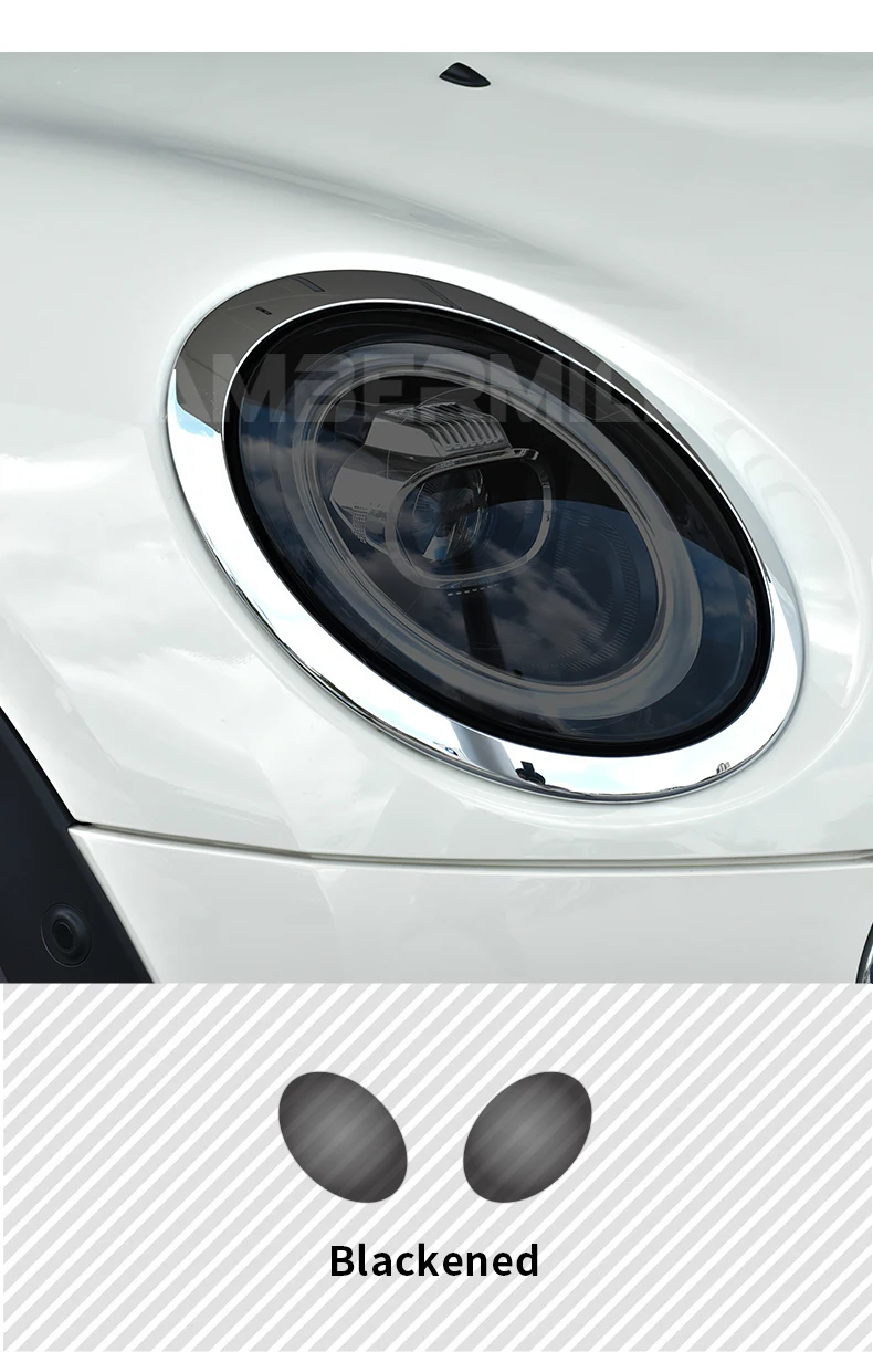 Für MINI Cooper F54 F55 F56 F57 F60 TPU Schwarzgetünkte Transparente TPU Scheinwerfer-Schutzfolie Modifikations-Farbwechselfolien – Detail 6