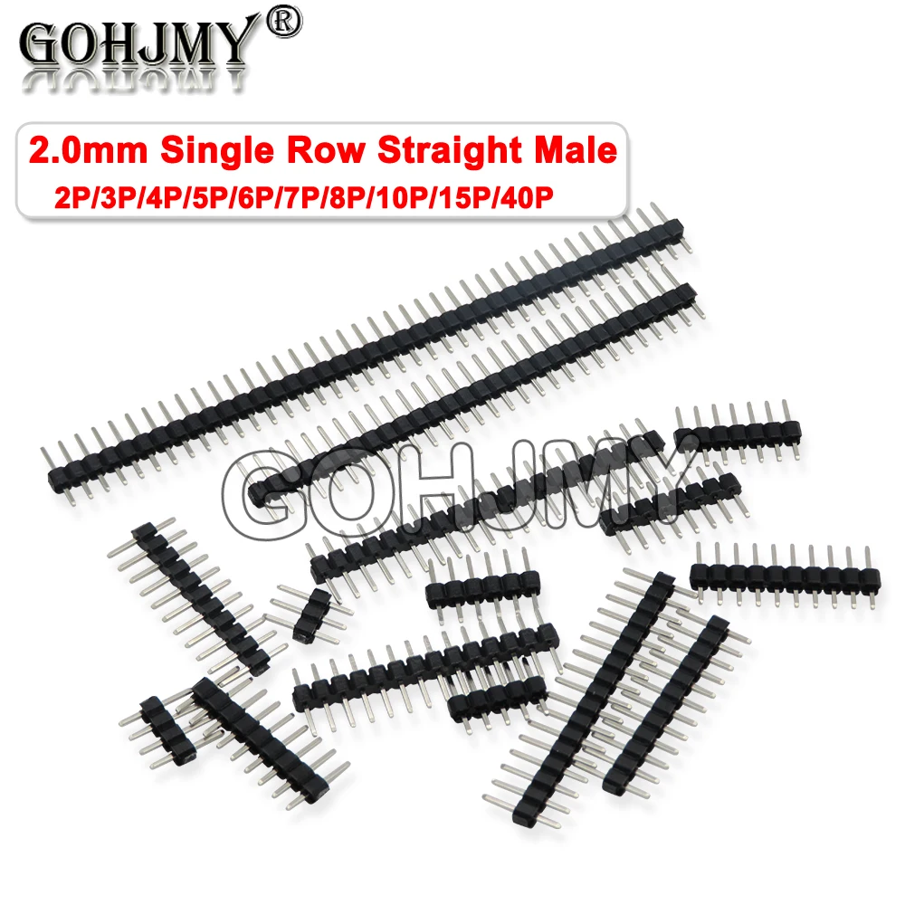 10 Stück 2,0mm einreihiger gerader Stecker 2mm 1x2/3/4/5/6/7/8/40 Pin Strip Stecker buchse 2p 5p 6p 7p 8p 10p 15p 40 p neu