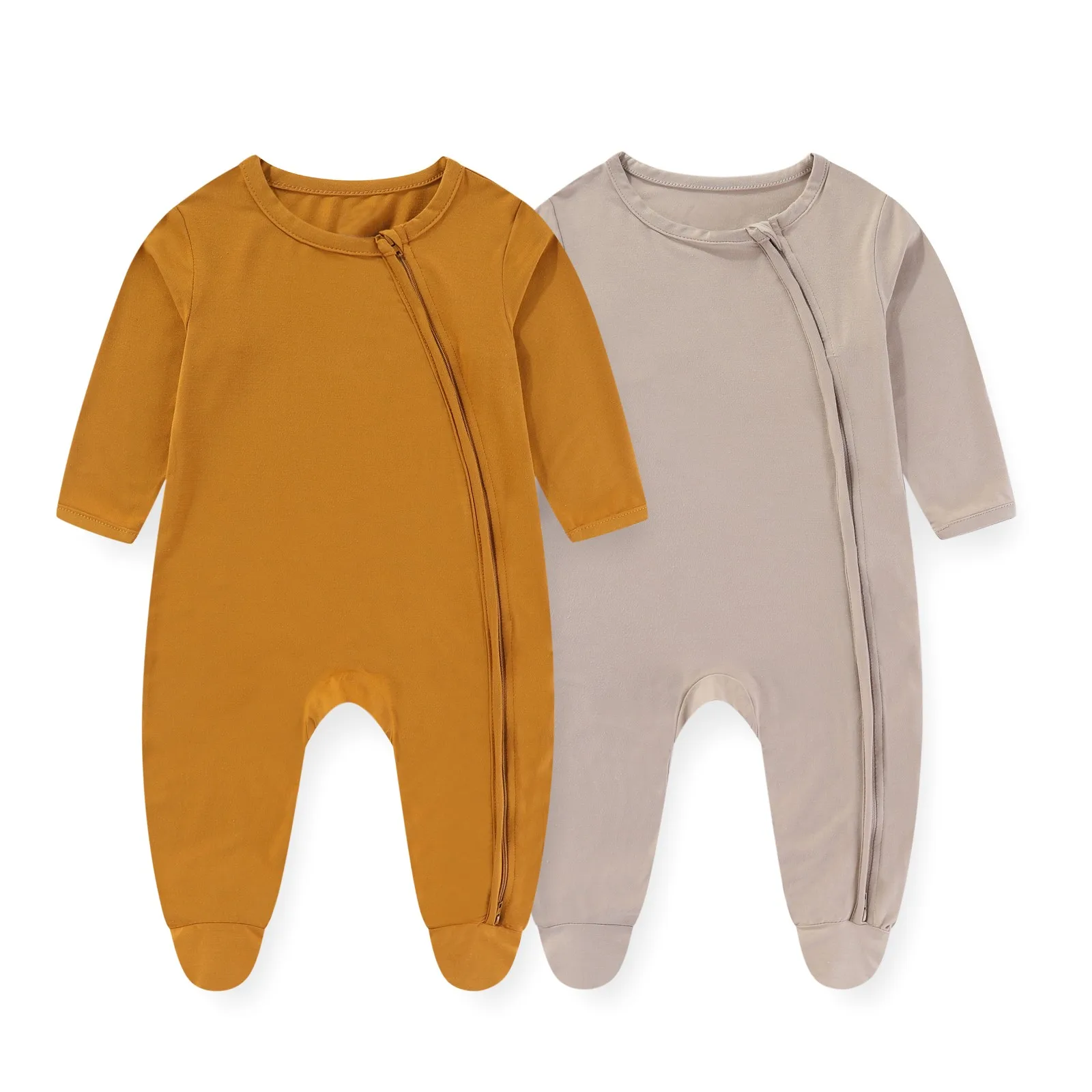 Fetchmous 2 Piece Solid Color Romper Unisex Cotton Newborn Baby Girl Clothes  Baby Boy Clothes Long Sleeve 0-12M