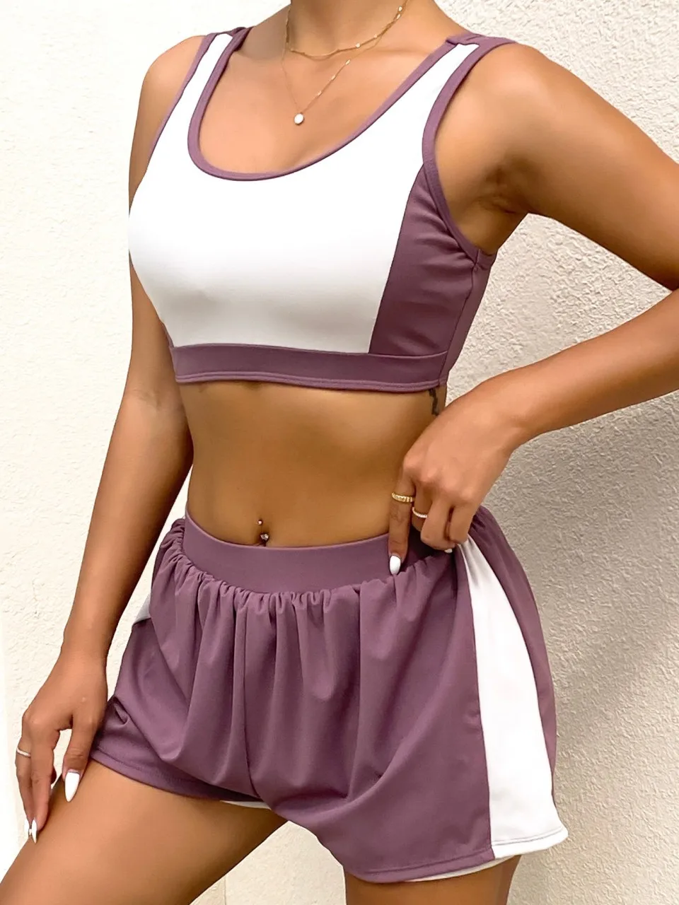 

Two Pieces High Waist Sporty Swimwear 2025 Women Padded Swimsuit Female Bathers Bathing Swimming Swim Suit Beachwear Summer
