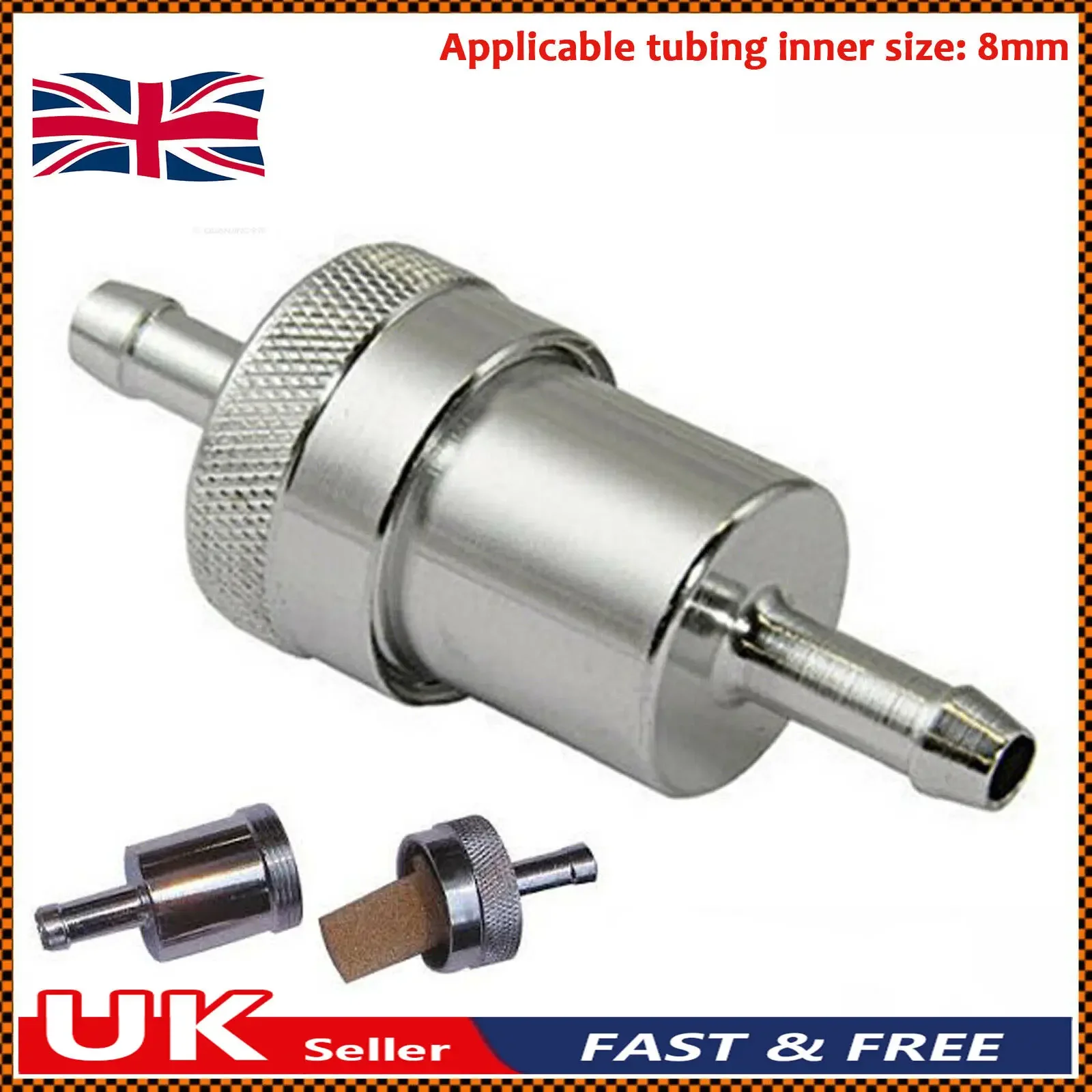 Universal CNC Aluminium Alloy Motorcycle Inline Fuel Petrol Diesel Inline Filter 5/16 \\\