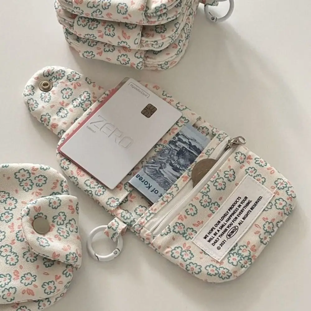 New Cute Student Coin Purse Fashion Portable Wallet Card Holder Package Pendant Floral Printed Small Storage Bag