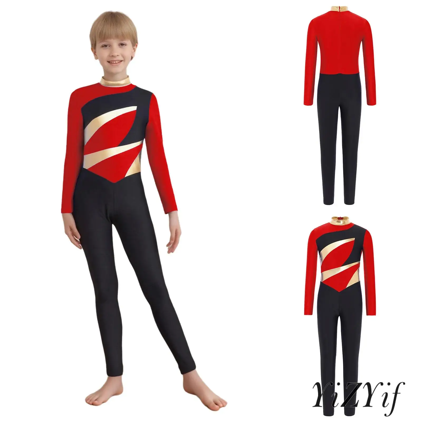 

Girl Ballet Dance Competition Bodysuit Jumpsuit Breathable Metallic Invisible Back Zipper Leotard for Gymnastics And Ice Skating
