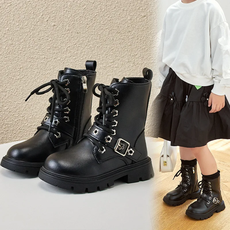2025 Autumn Winter New Children Short Boots for Girls Fashion UK Style Chic Soft Comfortable Anti-slippery Casual Leather Shoes