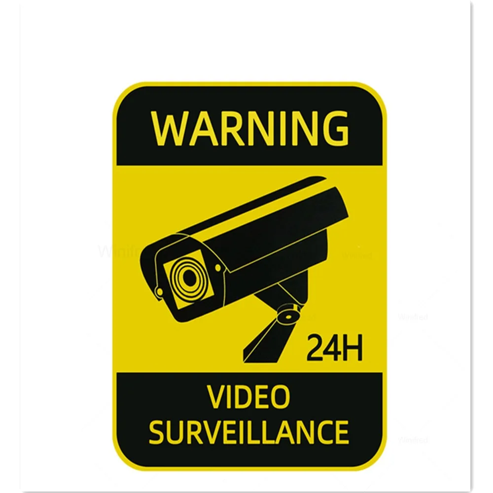 Warning Sign Plaque 24H Video Surveillance Alarm Sticker Attention Metal Tin Plate Man Cave Garage Wall Decorative Iron Painting