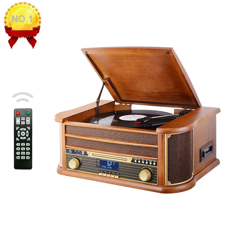 Latest 2024 model Phonograph Bluetooth AM FM Radio Retro Vinyl Record Player USB SD Cassette CD  Turntable 