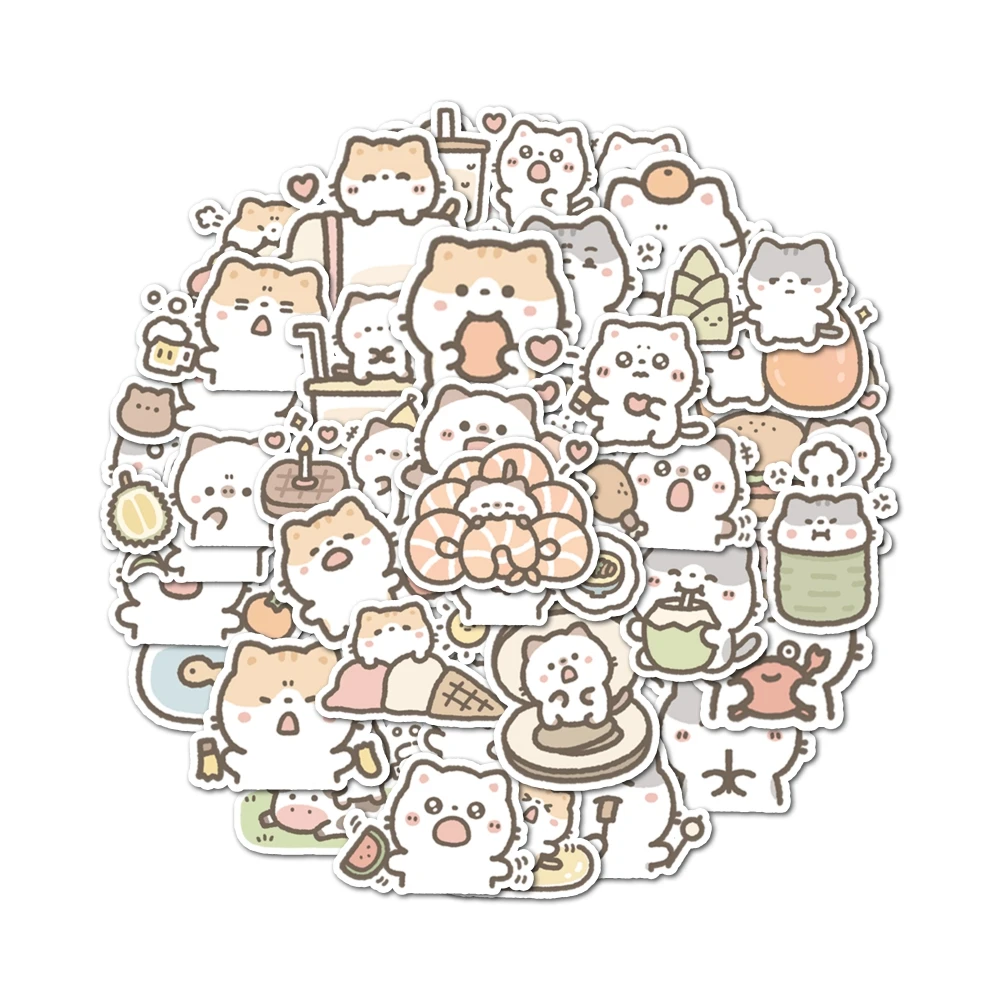 귀여운 만화 고메 새끼 고양이 스티커, 셀프 붙여넣기, 컴퓨터, 휴대폰 케이스 등 장식에 사용 가능, 40 개