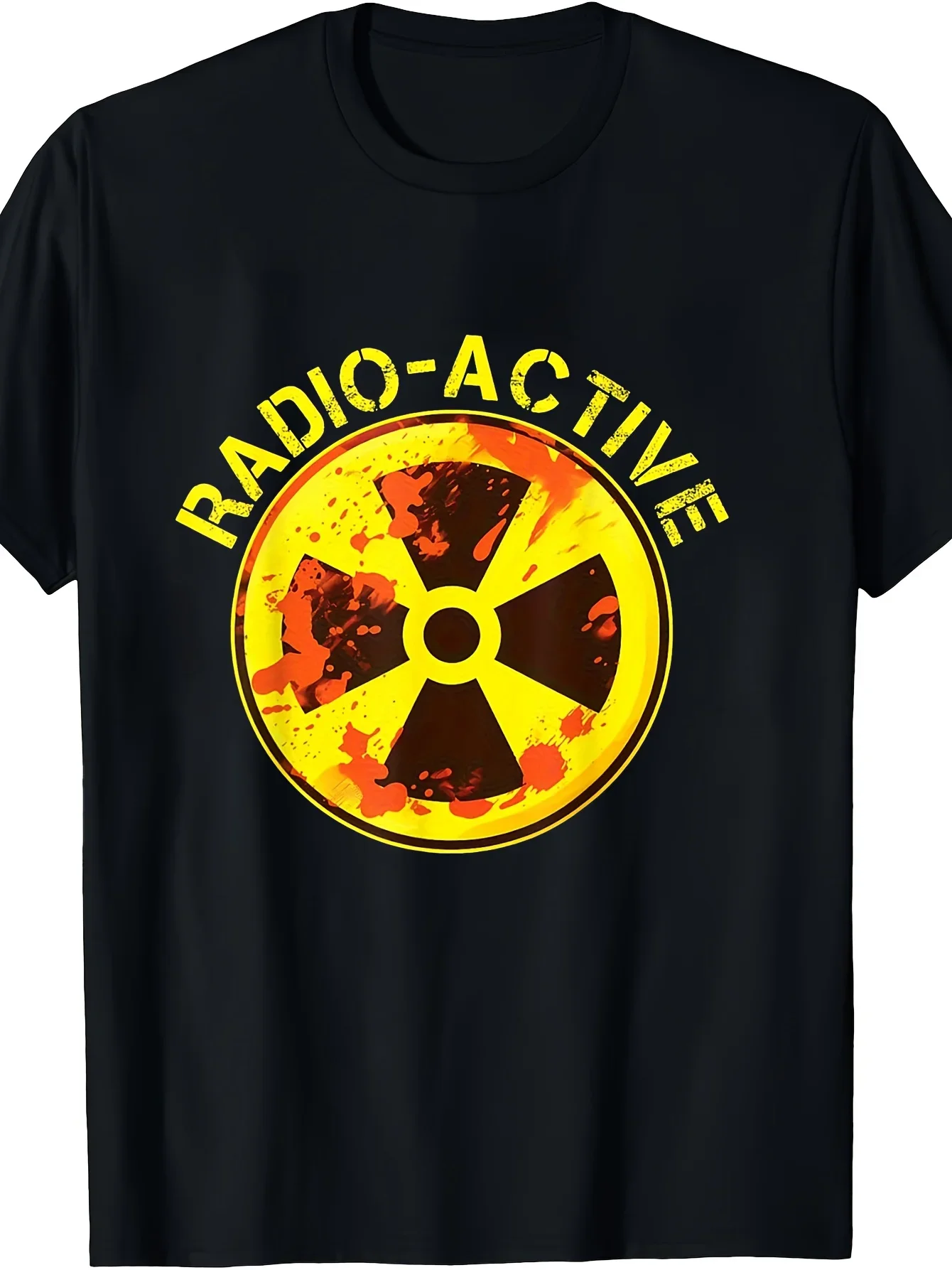 New A Men'S T-Shirt Featuring a Vintage Radioactive Pattern - Soft And Breathable, This Casual Round-Neck Tee Is Perfect for Eve