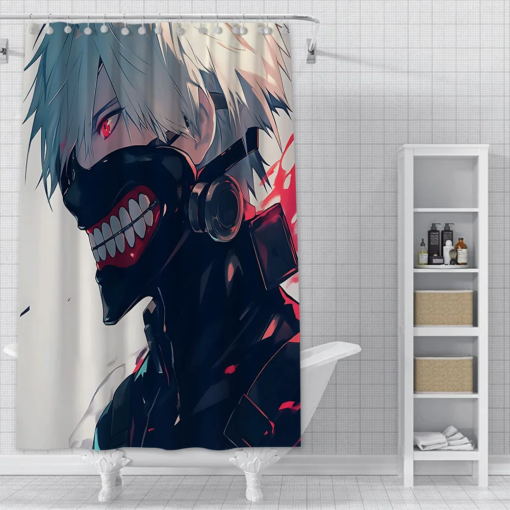 T-Tokyo Anime G-Ghoul Shower Curtain Waterproof Polyester Fabric Paint Colorful Bath Curtains Home Bathroom Curtain With Hook