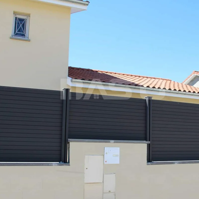 custom.WPC Fence Panels with Aluminium Post Cheap Metal Garden Fencing Patio Park Gate Pool Horses HDPE Frame Mate