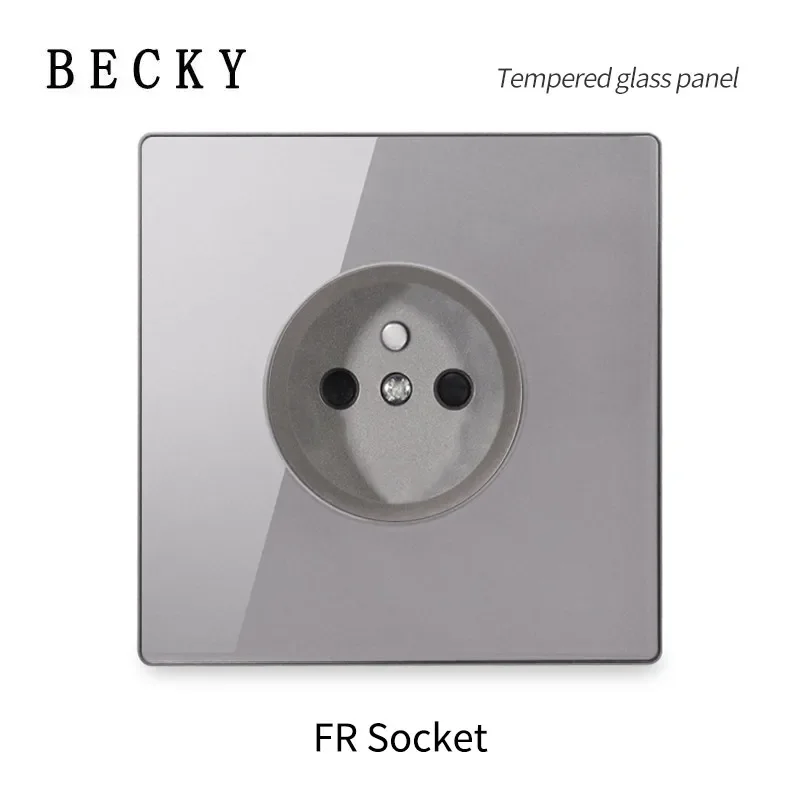 Ultra Thin Glass Wall Switch EU UK Standard 16a Socket Large Panel Wall Light Square Switch Socket 86mm Home Hotel Decoration image 3