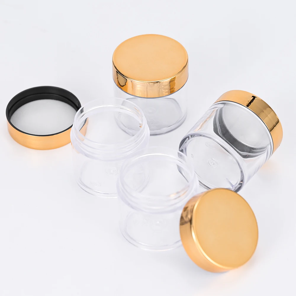 30ml(1oz) Gold Lid Nail Empty Bottle 20/50pcs Nail Powder Container Clear Cosmetic Sample Pots Nails Powder Jewelry Bottles #GTR