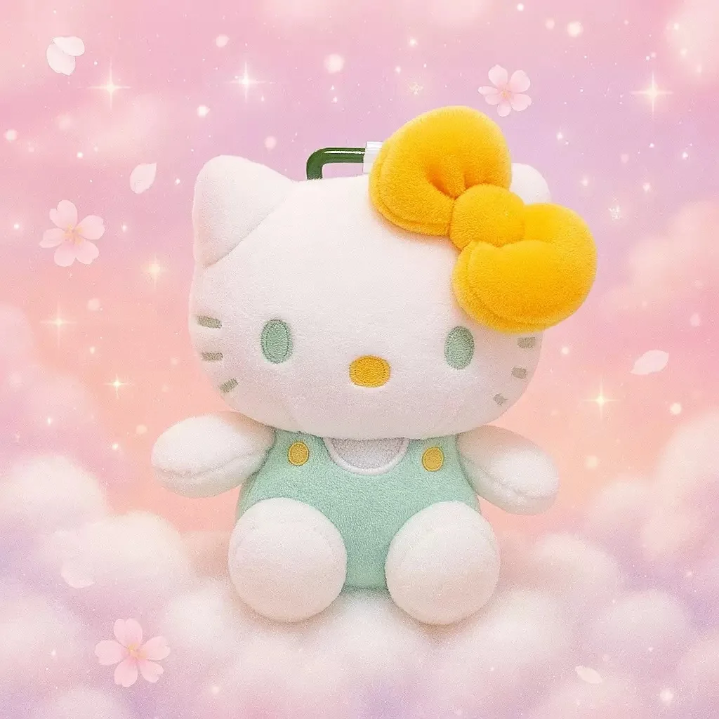 

2026 New Sanrio Hello Kitty Basic Plush Keychain Cute Kitty Cat Stuffed Doll Backpack Pendant with Heart Carabiner
