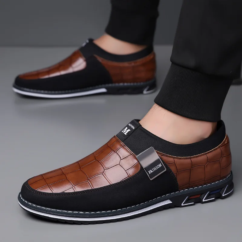 

New Men's Slip On Loafers Big Size 38-56 PU Leather Driving Shoes Breathable Comfortable Rubber Sole Business Casual Footwear