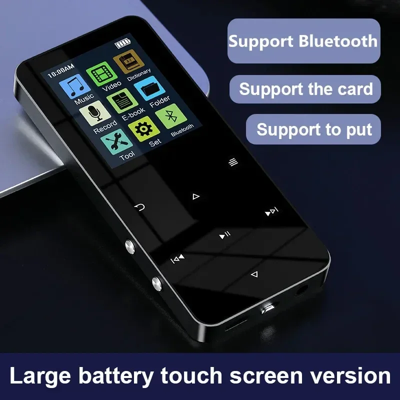 

1,8-дюймовый металлический сенсорный MP3 MP4-музыкальный плеер Bluetooth 5.0 поддерживает карту, с FM-будильником, шагомером, электронной книгой, встроенным динамиком