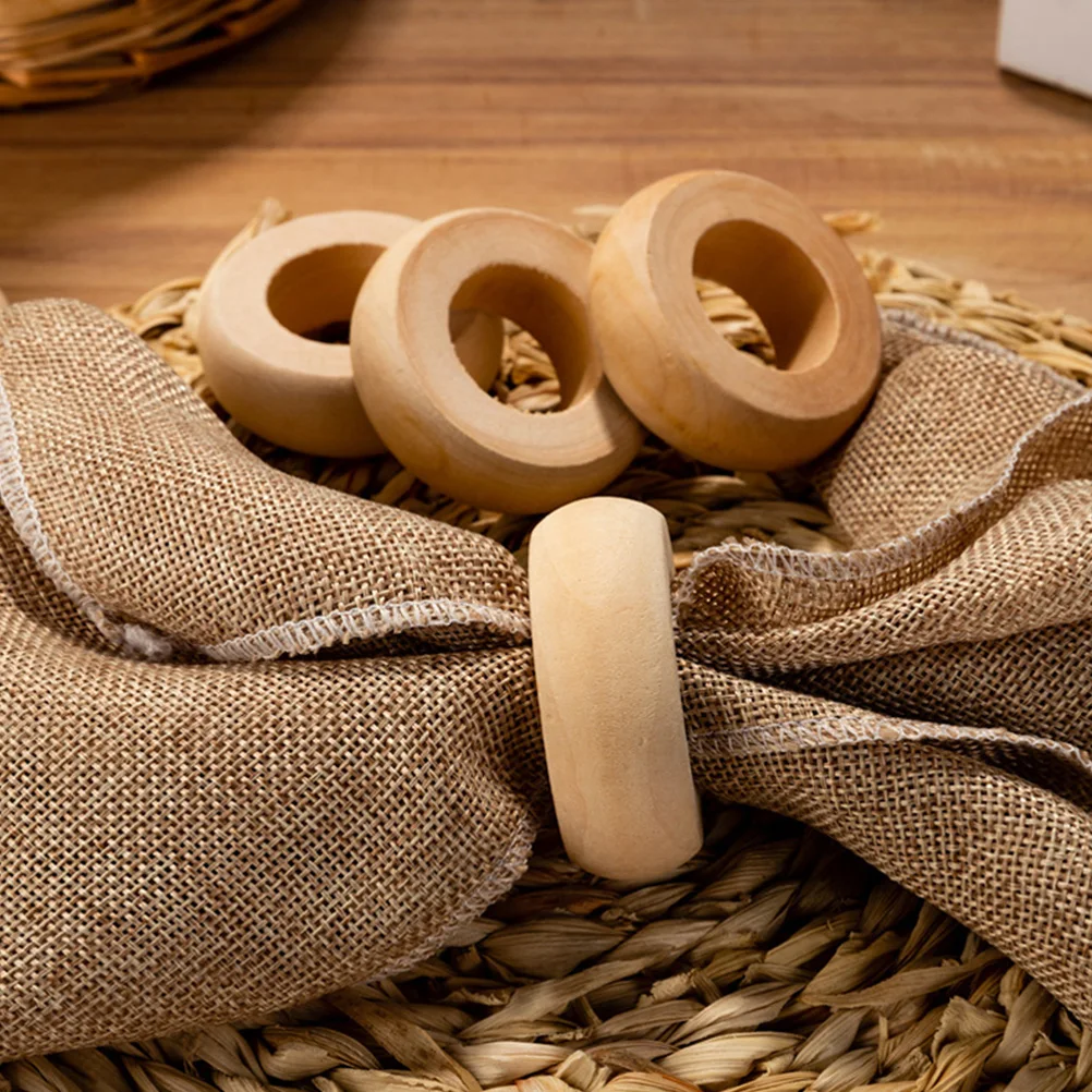 

10pcs Wooden Napkin Rings Rustic Farmhouse Decorative Napkin Holder Set Cloth Curtains Easy Storage Tablecloth