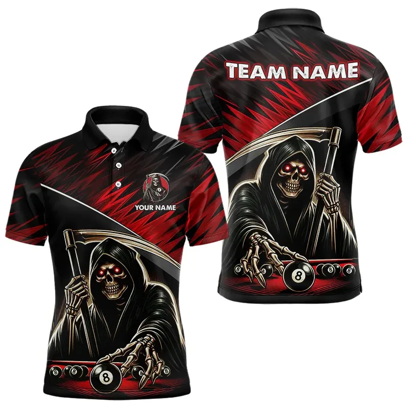 Fashion Billiards Graphic Polo Shirts For Men Custom Name 3D Printed Short Sleeve Polo Shirt Casual Loose Breathable Sports Tees