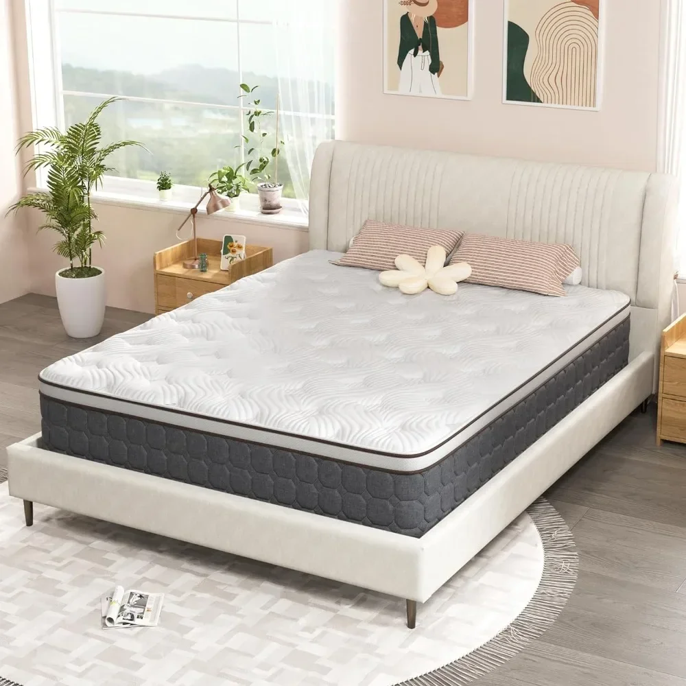 12 Inch Hybrid King Size Mattress, King Bed Mattress with Memory Foam and Pocket Spring,Breathable Comfortable for Sleep Support