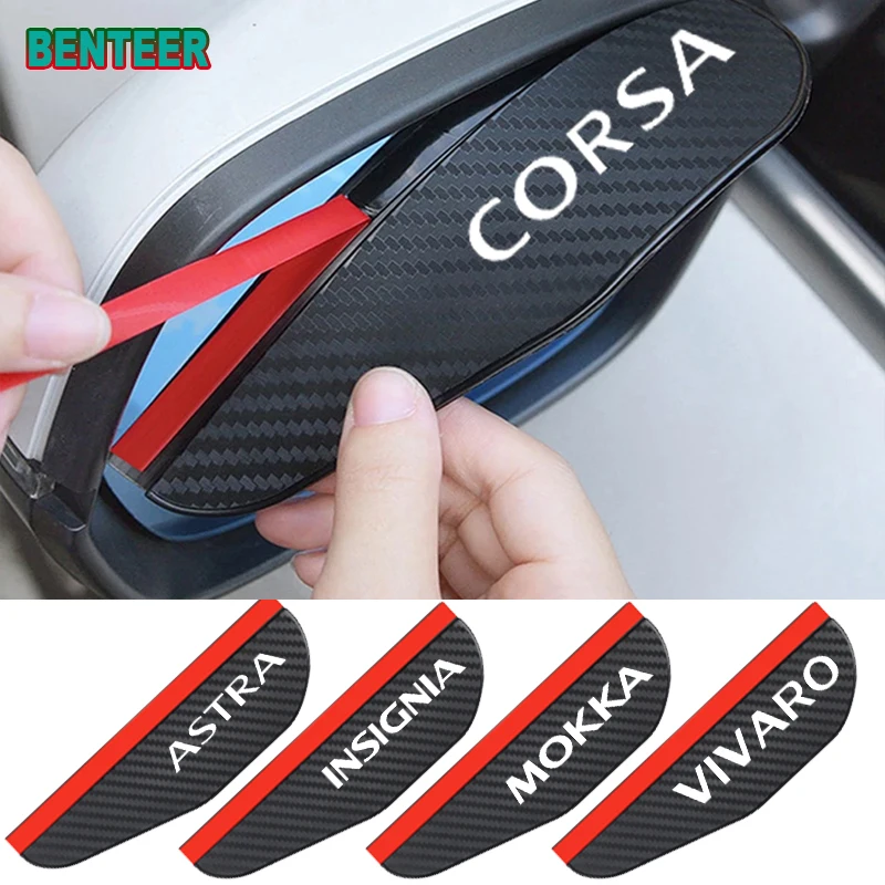 2pcs Carbon fiber Car Rearview Mirror Rain Eyebrow Sticker For Opel Astra Insignia Corsa Vectra Mokka Meriva Vivaro CrosslandX