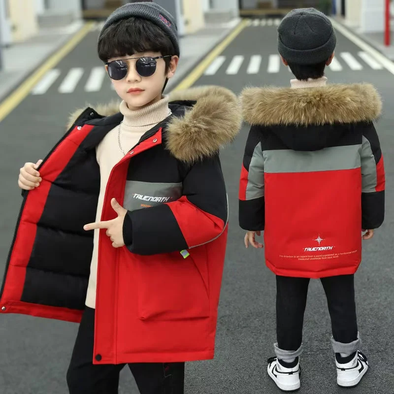 Boys' Clothing 2025 Winter New Item Zhongda Children's Sports Fashion Leisure Elongated Thick Down Cotton Jacket Korean Trend