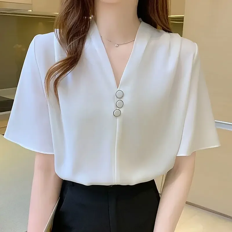 Button Up Woman Top Summer with Short Sleeve Loose Shirts & Blouses for Women High Quality Y2k Fashion Cool Clothing Sales M Xl