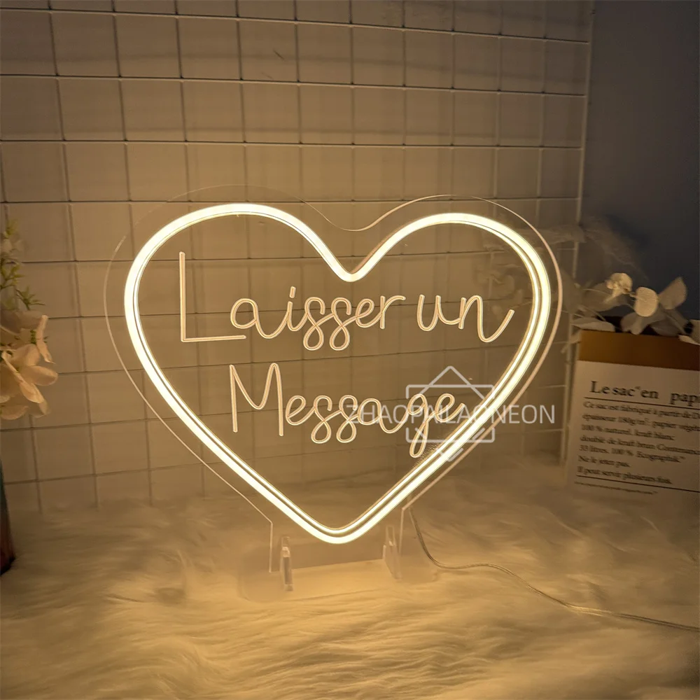 Laisser un 메시지 네온 사인 LED 스페인어 메시지 남기기 Led 네온 테이블 라이트 커피 바 장식 로그인 룸 벽 침실 장식
