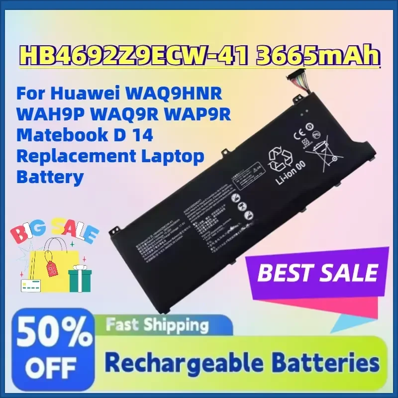 In Stock HB4692Z9ECW-41 3665mAh 15.28V Battery for Huawei WAQ9HNR WAH9P WAQ9R WAP9R Matebook D 14 Replacement Laptop Battery