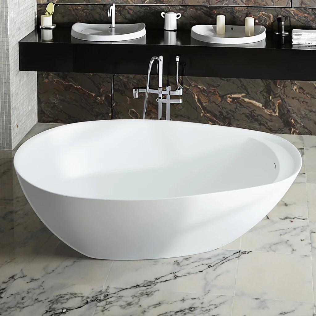 

Contemporary Freestanding Ceramic Jacuzzi Bathtub for Modern Hotels and Villas Direct from China
