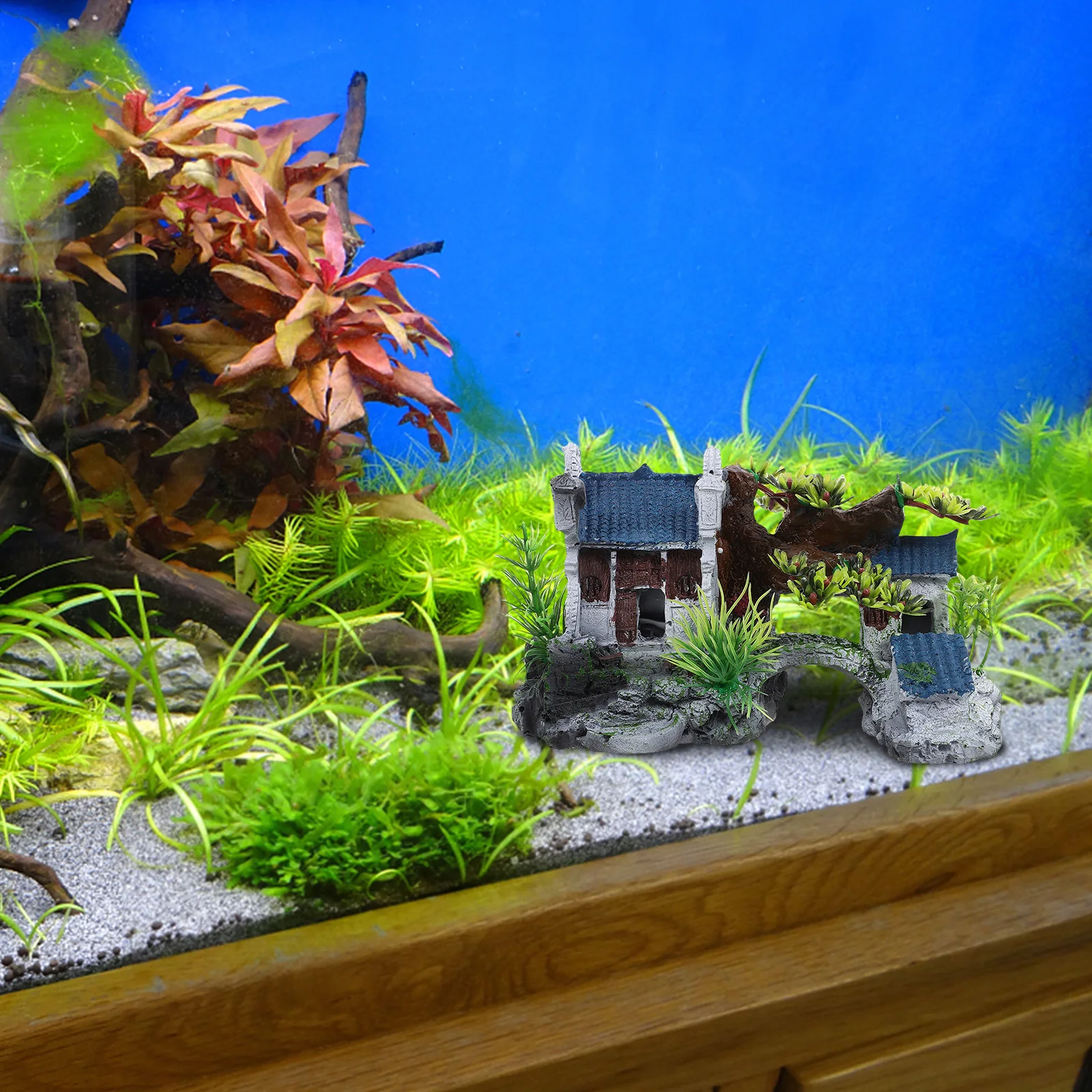 

Resin Fish Tank Decor Cottage Model Lightweight Aquarium naments Home Office Decoration Pet Play Area Safe Water Quality