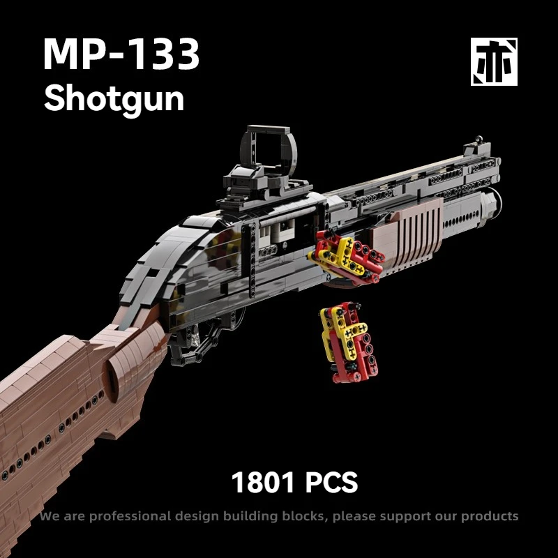 

1801PCS Creative MP133 Shotgun Building Blocks MOC Technical Can Shoot Projectile Shells Assemble Bricks Model Toy Gift For Kid